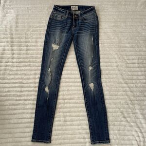 BKE Buckle Jeans Womens 24 Stella Slim Fit Ankle Skinny Distressed Cotton Dark